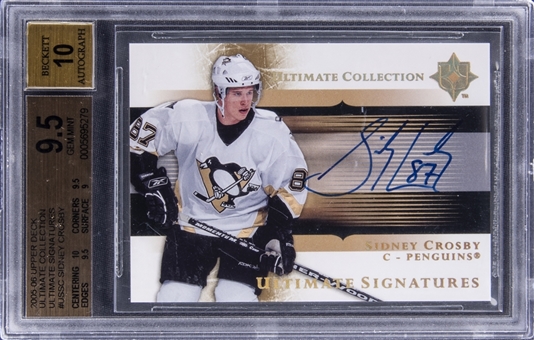 2005/06 Upper Deck Ultimate Collection "Ultimate Signatures" #SC Sidney Crosby Signed Rookie Card - BGS GEM MINT 9.5/BGS 10